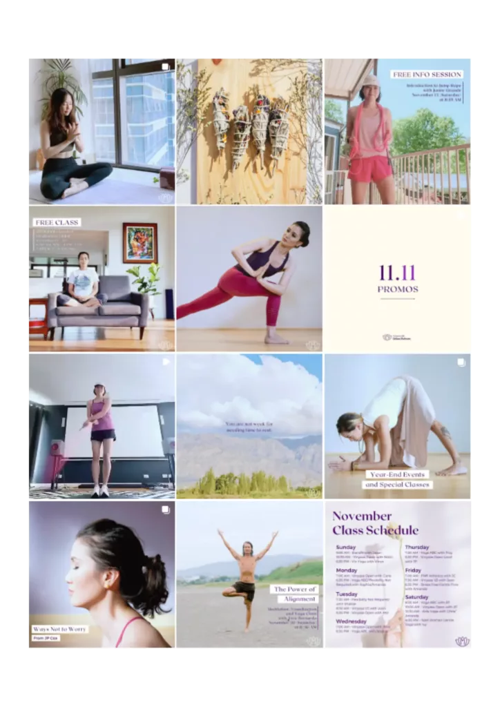 Social Media Management Sample - Yoga